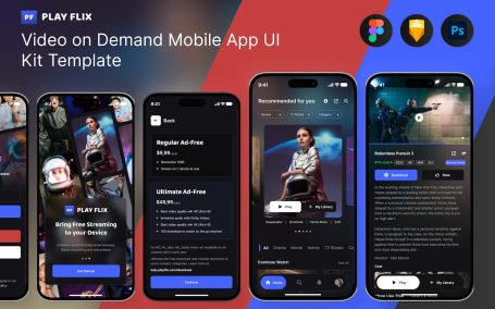 电视电影视频点播移动应用APP UI KIT (FIG,PSD,SKETCH)