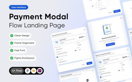 着陆页面的支付模式流程网页模板 (FIG,SKETCH,XD)