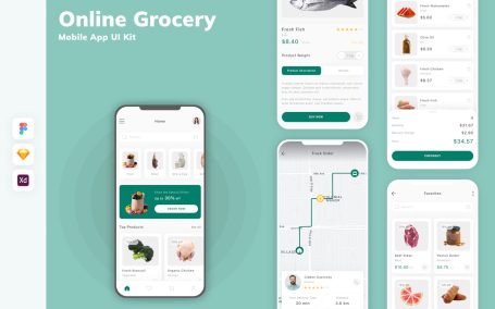在线杂货移动应用 APP UI KIT (SKETCH,FIG,XD)