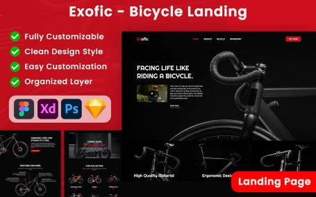 自行车着陆页面网页UI模版 (FIG,PSD,SKETCH,XD)
