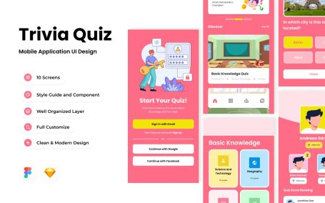 问答测验移动应用APP UI KIT (FIG,SKETCH)