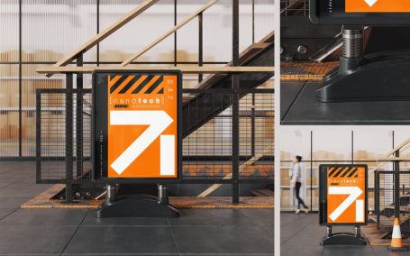 人行道标志广告模型样机 (PSD)