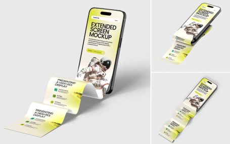 长滚动应用屏幕智能手机模型样机 (PSD)