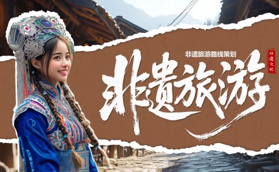 棕色国风非遗旅游路线策划PPT模板