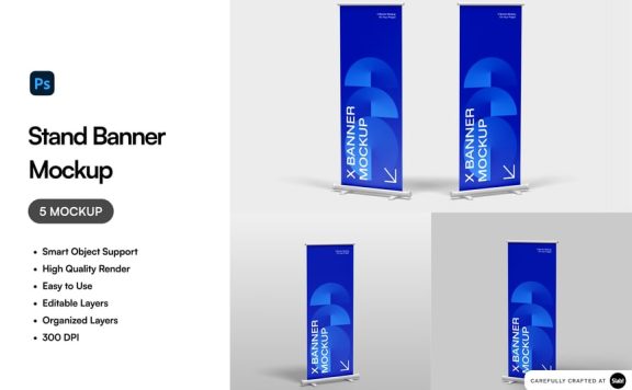站立横幅易拉宝样机 (PSD)