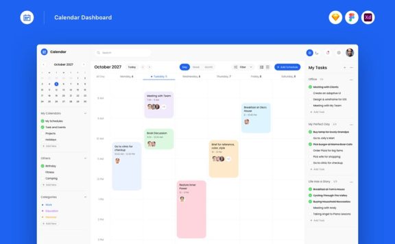 日历仪表板 (SKETCH,FIG,XD)