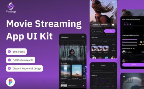 电影流媒体移动应用APP UI KIT (FIG)