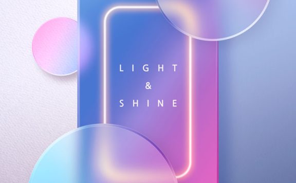 双色渐变元素圆形毛玻璃海报设计素材 (psd)