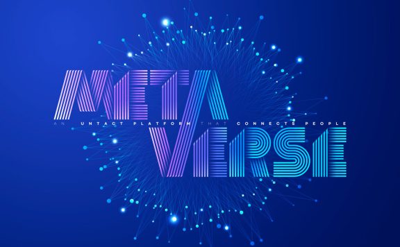 蓝色科技点线元宇宙海报设计模板 (psd)