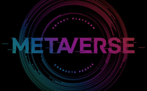 渐变线条圆环元宇宙科技海报设计模板 (psd)