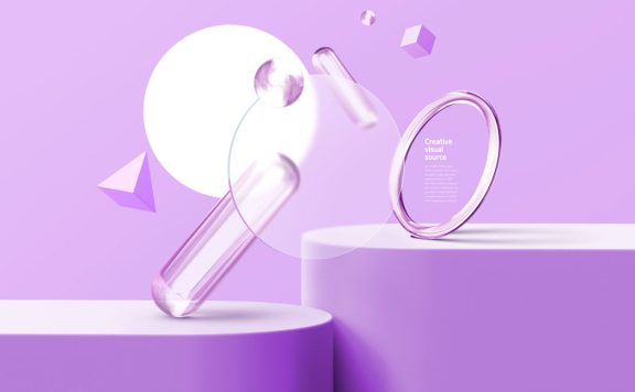 几何元素紫色场景创意视觉海报设计模板 (psd)