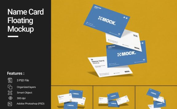 名片浮动模型样机 (PSD)