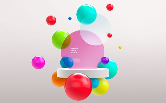 多彩圆形创意视觉海报设计模板 (psd)