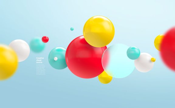 光滑球状元素创意视觉海报设计模板 (psd)