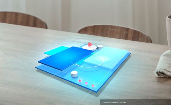 全息科技流媒体服务海报设计模板 (psd)