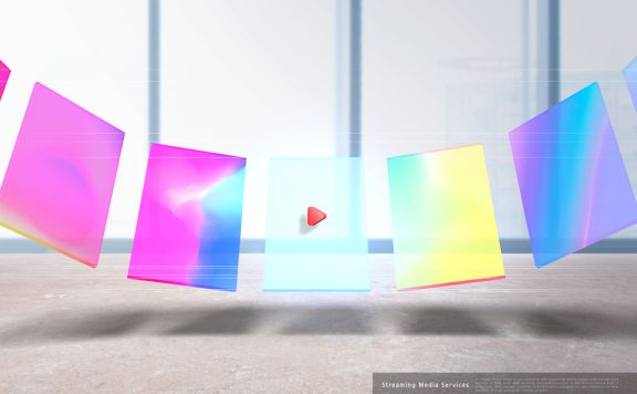 透明渐变屏幕流媒体服务海报设计模板 (psd)