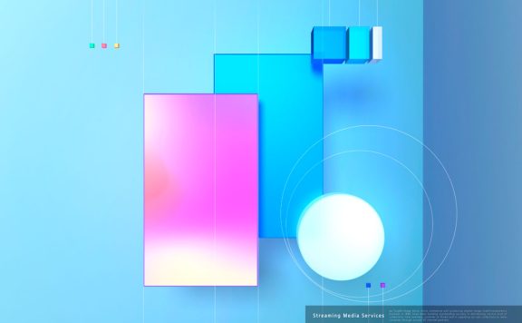 蓝色背景抽象屏幕流媒体服务海报设计模板 (psd)