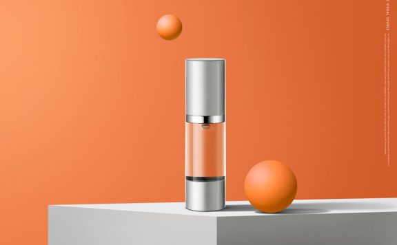 橙色元素香水化妆品海报设计模板 (psd)