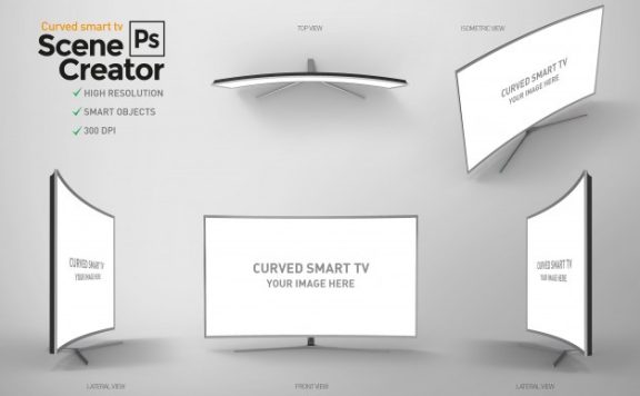 曲屏智能电视psd素材