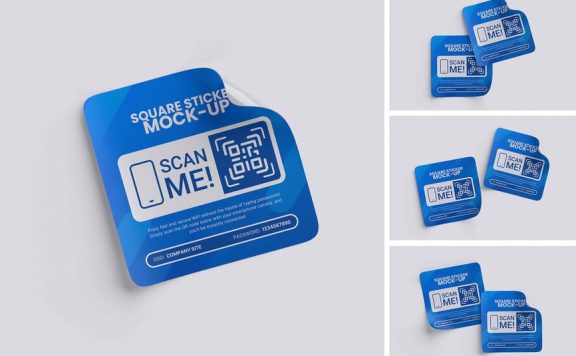 方贴贴纸模型样机 (PSD,PDF)