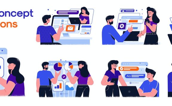 公司活动商业概念插画 (AI,EPS,JPG,PDF)