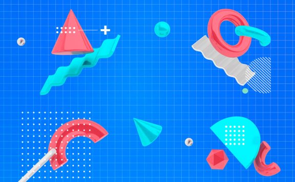 网格背景亮面元素海报设计素材 (psd)