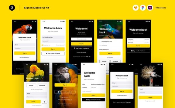 登录移动 UI 工具包 (SKETCH,FIG,XD)