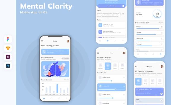 健康管理移动应用App UI Kit (SKETCH,FIG,XD,PSD)
