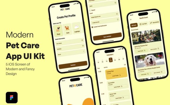 现代宠物护理应用APP UI KIT (FIG)