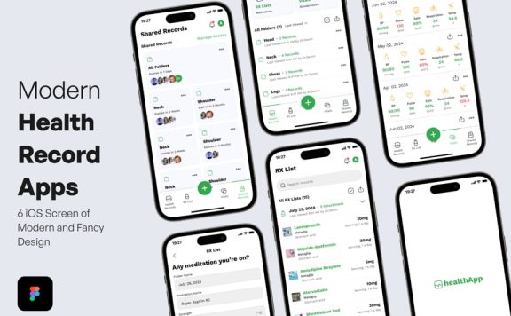 现代健康记录应用APP UI KIT (FIG)