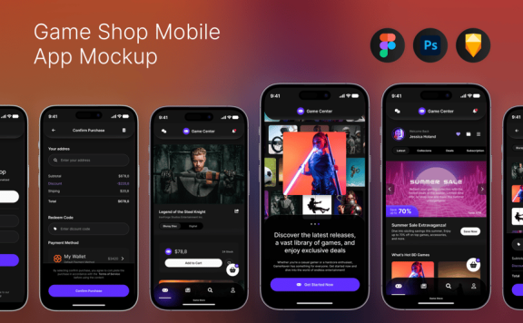 游戏商店移动应用APP UI KIT (FIG,PSD,SKETCH)