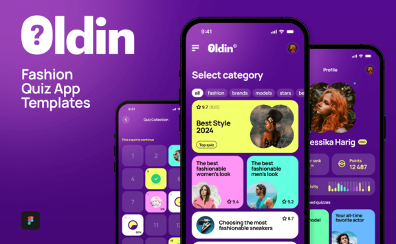时尚小测验游戏应用 APP UI KIT (FIG)