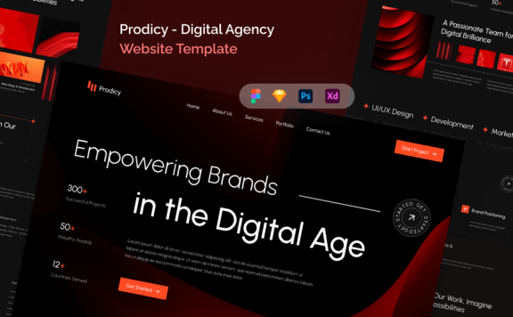 数字代理网站模板 (FIG,PSD,SKETCH,XD)