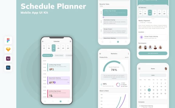 日程规划移动应用 APP UI KIT (SKETCH,FIG,XD,PSD)