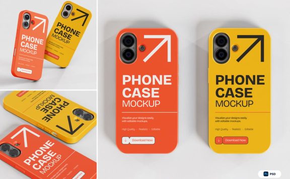 手机壳iPhone 16手机模型样机 (PSD)