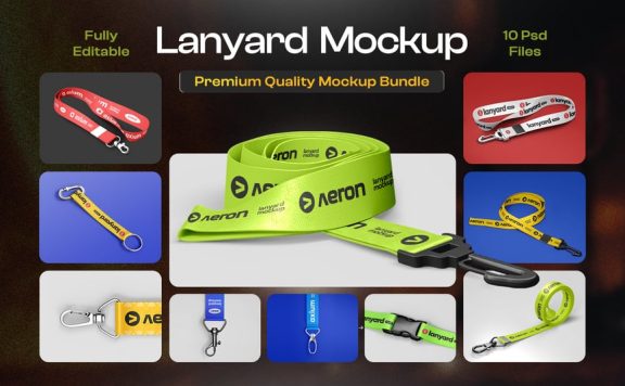 挂绳工牌卡持有者模型集样机 (PSD)