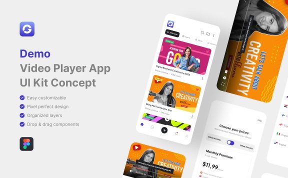 视频播放器应用APP UI KIT (FIG)