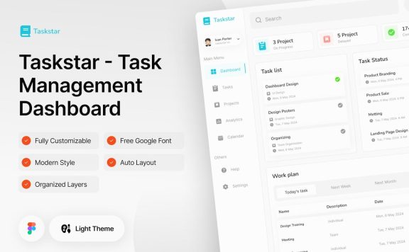 任务管理仪表板Figma Design (FIG)