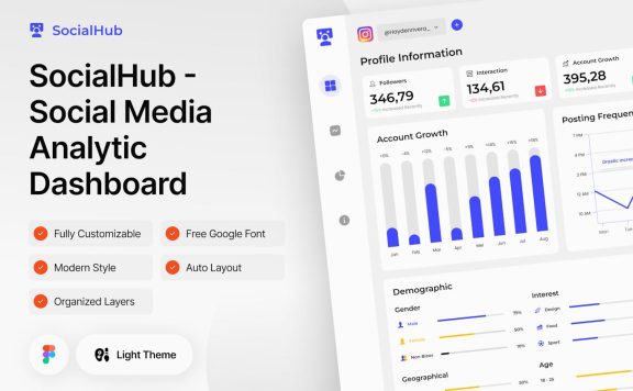 社交媒体分析仪表板 Figma (FIG)