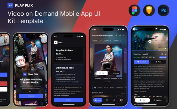 电视电影视频点播移动应用APP UI KIT (FIG,PSD,SKETCH)