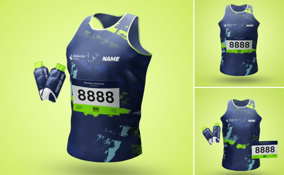 马拉松式衬衫模型样机 (PSD)