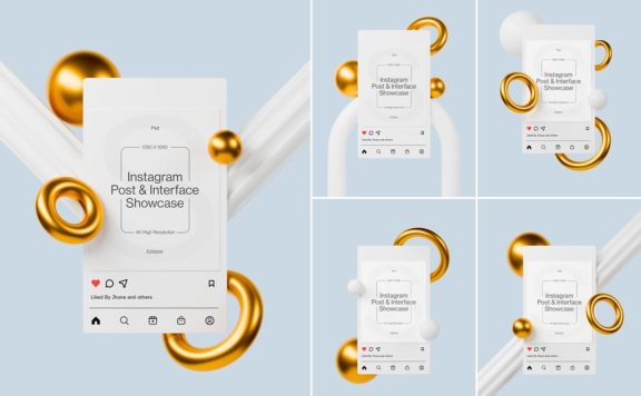 Instagram 文章内容模型集样机 (PSD)