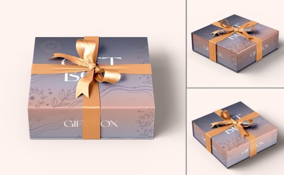 礼品盒品牌模型套装样机 (PSD)