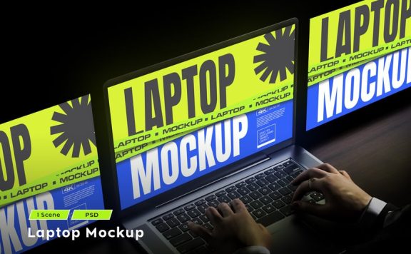 屏幕笔记本电脑模型样机 (PSD)