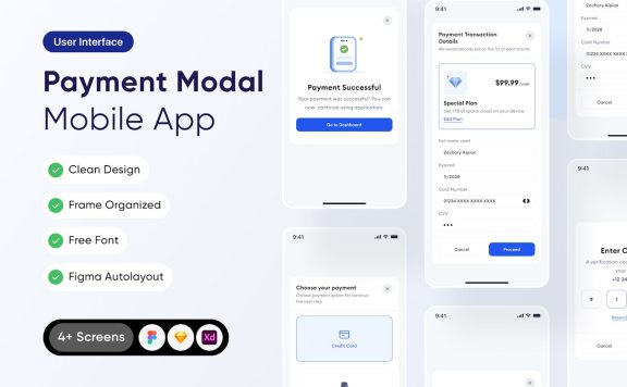 支付移动应用程序APP UI KIT (FIG,XD,SKETCH)