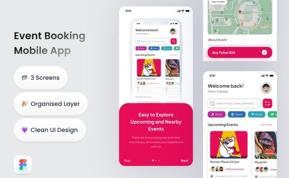 活动预订移动应用APP UI KIT (FIG)