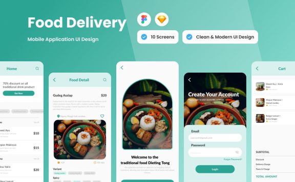 减肥通 – 送餐移动应用APP UI KIT (FIG,SKETCH)