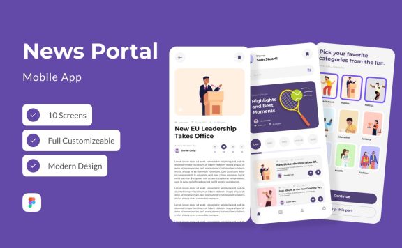 新闻门户移动应用APP UI KIT (FIG)
