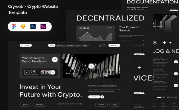 加密货币网站模板 (FIG,PSD,SKETCH,XD)