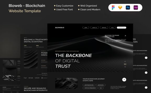 区块链网站模板 (FIG,PSD,SKETCH,XD)